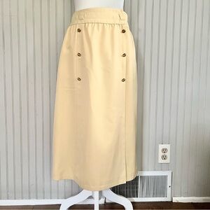 Yarell Vintage Butter Yellow High Waist Button Detail Midi Skirt